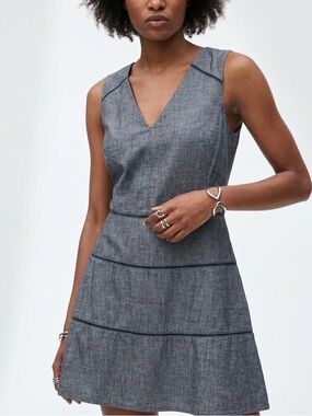 NWT GAP 100% Cotton Blue Gray Dress size 10 Work Office Spring Minimalist
